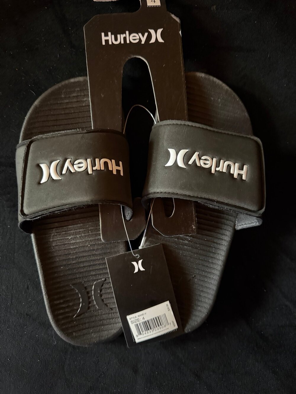 NWT Hurley Boy Slide Sandals Black & White